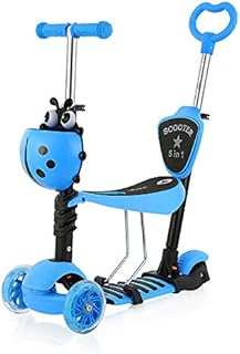 Dripex 5-in-1 Kids Scooter - 3 Wheels Scooter Kick Scooter with Adjustable Removable Seat and Push Handle -Toddler Scooter with Flashing Led Light Up Wheels