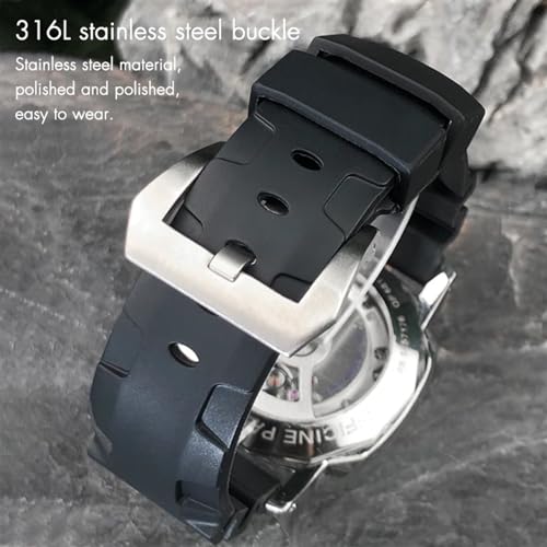 Bracelet montre caoutchouc 24mm 26mm conçu pour Panerai PAM bleu rouge - 4