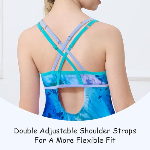 Image of Belovance Girls Swimsuit One Piece Swimwear Adjustable Straps Back Cutout Athletic Sport Kids Tween Bathing Suit 5-14 Years