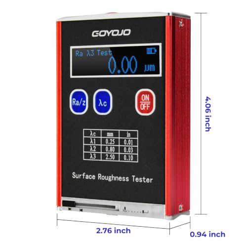 Image of GOYOJO Surface Roughness Gauge, Portable High Accuracy Roughness Tester - 4 Testing Parameters Ra /Rq 0.05~15.0μm Rz /Rt 0.1~50.0μm, with Standard Calibration Block and Bracket