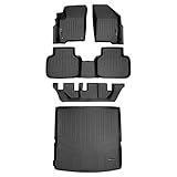 MAXLINER Floor Mats 3 Rows and Cargo Liner Behind 2nd Row Set Black for 2012-2018 Dodge Journey with 1st Row Dual Floor Hooks
