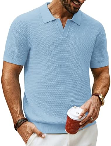 PJ PAUL JONES Camisa polo de malha masculina, manga curta, gola V