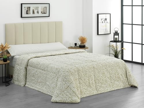 Edredón Nórdico para Cama 150 (250x260 cm) - Relleno de Fibra 250gr/m2, Diseño Estampado Reversible, Suave, Transpirable, Hipoalergénico, Ligero y Cálido para Invierno y Entretiempo (Male Beige)