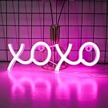 ENUOLI XOXO Neon Light Sign - USB & Battery Operated LED Signs XOXO Neon Night Lights for Bedroom Neon Signs for Wall Decor Birthday Wedding Party Xmas Room (Pink)