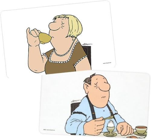 Vier Treff Frühstücksbrettchen Loriot Set Mann & Frau 23 x 14 cm 2 Stück