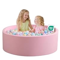 Ball Pit for Toddlers Baby Ball Pits Soft Memory Foam Ball Pits Round Kids Ball Pit Indoor Game Play Ball Pool 35.4''x11.8'' (Pink, NO Balls)