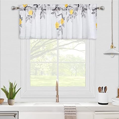CAROMIO Cortina de gasa para ventana de cocina pequeña, cenefa de cortina de poliéster transparente multicolor Cover