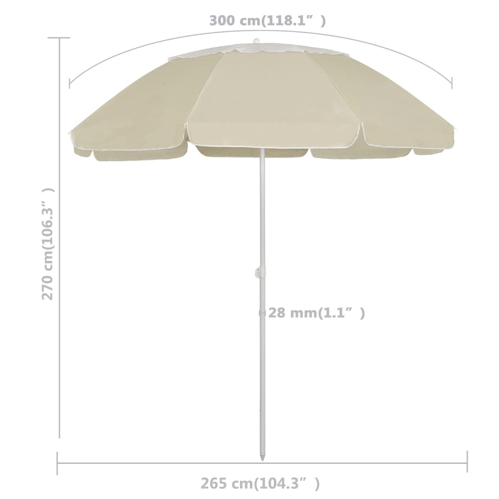 Strandschirm Sandgelb UV-beständig Polyester mit Kippfunktion wetterfest für Strand Garten Balkon Terrasse Outdoor Schutz Schatten Spender