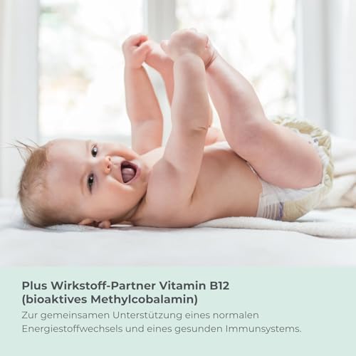 Folsäure Tabletten - Hochdosiert mit 800 μg Folat und 25 μg Vitamin B12 pro Tablette - 180 vegane Tabletten im 6-Monatsvorrat - Mit 5-MTHF, dem best verwertbaren Vitamin B9