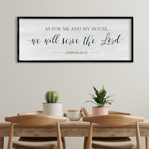 Cadre bois Joshua 24:15 pour décoration de salon familial