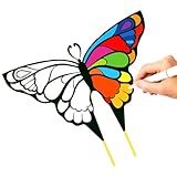Simxkai Butterfly Kite Easy to Fly for Kids, Adults, Beginners, Single Line (White) No Colored Pen