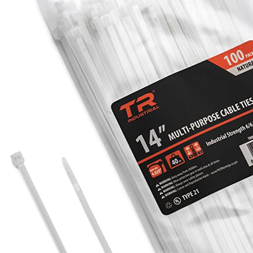 TR Industrial Multi-Purpose Natural Cable Ties, 14 inches, 100 Pack