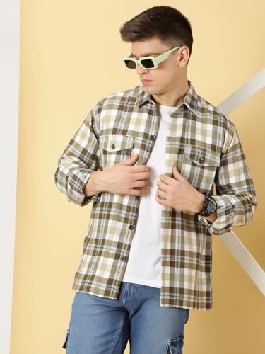 Image of Thomas Scott Men's | Checks | Full Sleeve | Regular Fit | 100% Cotton | Double Pocket | Spread Collar | Casual Shirt