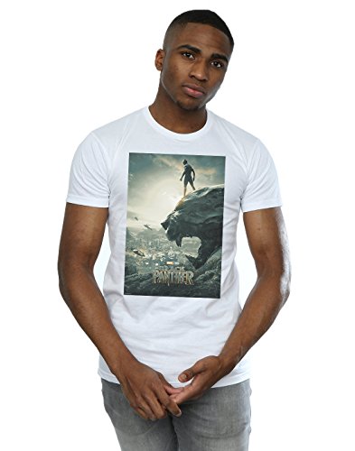Marvel Men's Black Panther Poster T-Shirt White Small