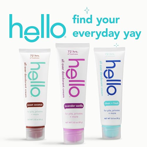 hello Clean & Fresh All Over Whole Body Deodorant Cream for Women and Men, Aluminum Free, Safe for Sensitive Skin, Pits, Privates, 3 ounces