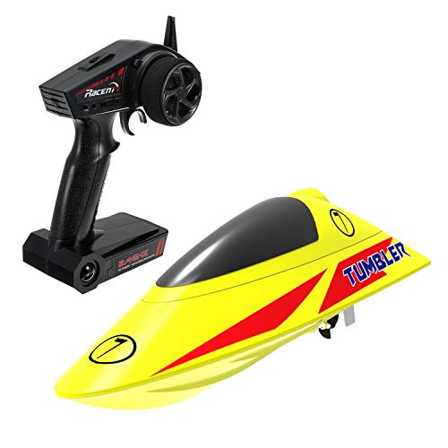 POCO DIVO 2.4Ghz Tumbler Pool Racer RC Racing Boat Remote Control Mini Mosquito Craft, Yellow