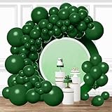 Dark Green Balloons,106 pcs Hunter Green Balloons Different Sizes Pack of 18 12 10 5 Inch Emerald Green Balloon for Christmas Graduation Birthday Summer Jungle Forest Theme Party Decorations