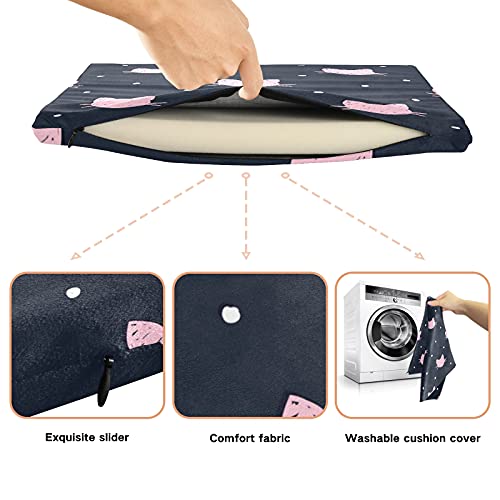 Alaza Pink Cat Print Polka Dot Navy Blue Chair Pad Seat Cushion For Office Car Outdoor Indoor Kitchen, Soft Memory Foam, Back Pain, Coccyx & Sciatica Relief, 15.7X15.7 In #TOP2