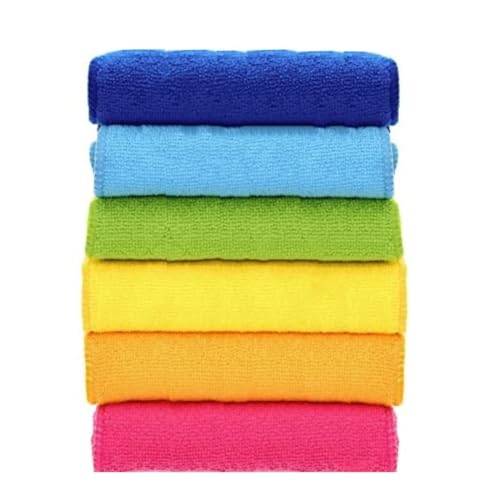 Image of Showstopper Microfiber Cleaning Cloth | 6 Pack | Kitchen Cleaning Cloths and Wipes | Dusting Cloth for Home Cleaning | 40X40CM | 6 Color Assorted (Blue /Parrot Green /Sky Blue /Yellow /Orange /Pink)