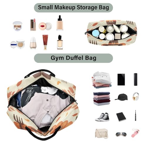 Thanksgiving Turkey Pumpkin Leaves Travel Duffel Bag for Men Women with Makeup Bag Weekend Overnight Carry On Bags for Travel Yoga Gym4