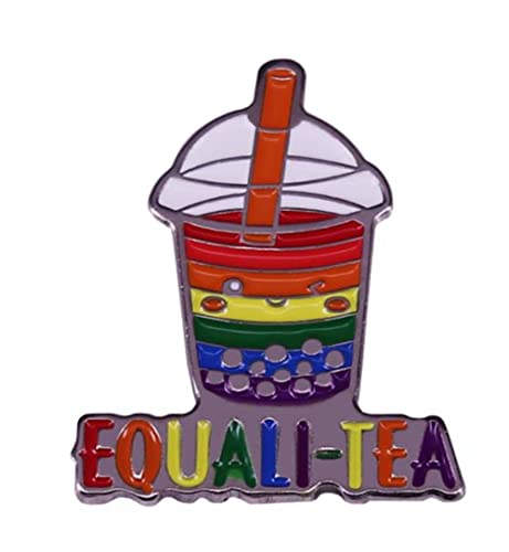 KAWADU Equality-Tea Emaille-Brosche Regenbogen-Abzeichen Unterstützung LQBTQ Schwulen-Anstecknadel Gleichheit Schwul Lesbisch Bisexuell Transgender Metall Emaille Pin, Emaille, Zinklegierung,