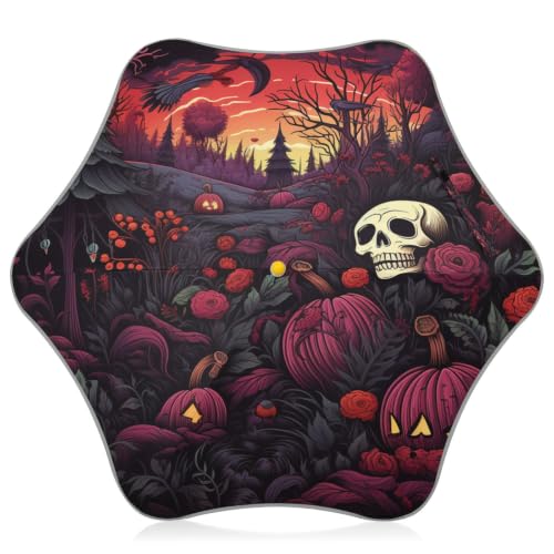 Parapluie enfant Halloween crâne rouge anti-UV et réfléchissant pour garçon fille