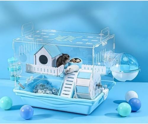 ゴールデンハムスター ハムスター ケージ ハムスター ケージ ゴールデンハムスター用 ハムスターゲージ小 モルモット ケージ ハムスター ケージ 透明 アクリル製 (A,青です)