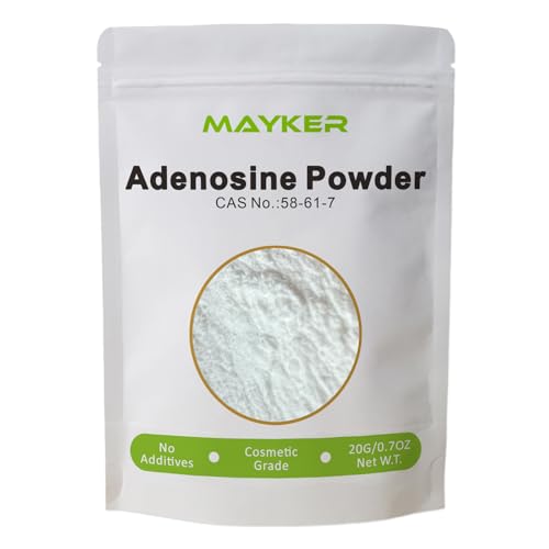 MAYKER Adenosine Powder 0.7oz, High Purity Cosmetic Grade Ingredient for DIY Water Based Serums, Creams, Lotions & Skincare Formulation