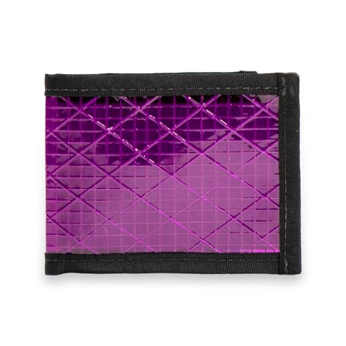 Image of Flowfold Vanguard Recycled Sailcloth Bifold Wallet | Slim and Durable with Cash pocket, Two Hidden Card Pockets and Two ID Windows | Holds 10-12 Cards | Minimalist Made in USA | Ultraviolet Sailcloth