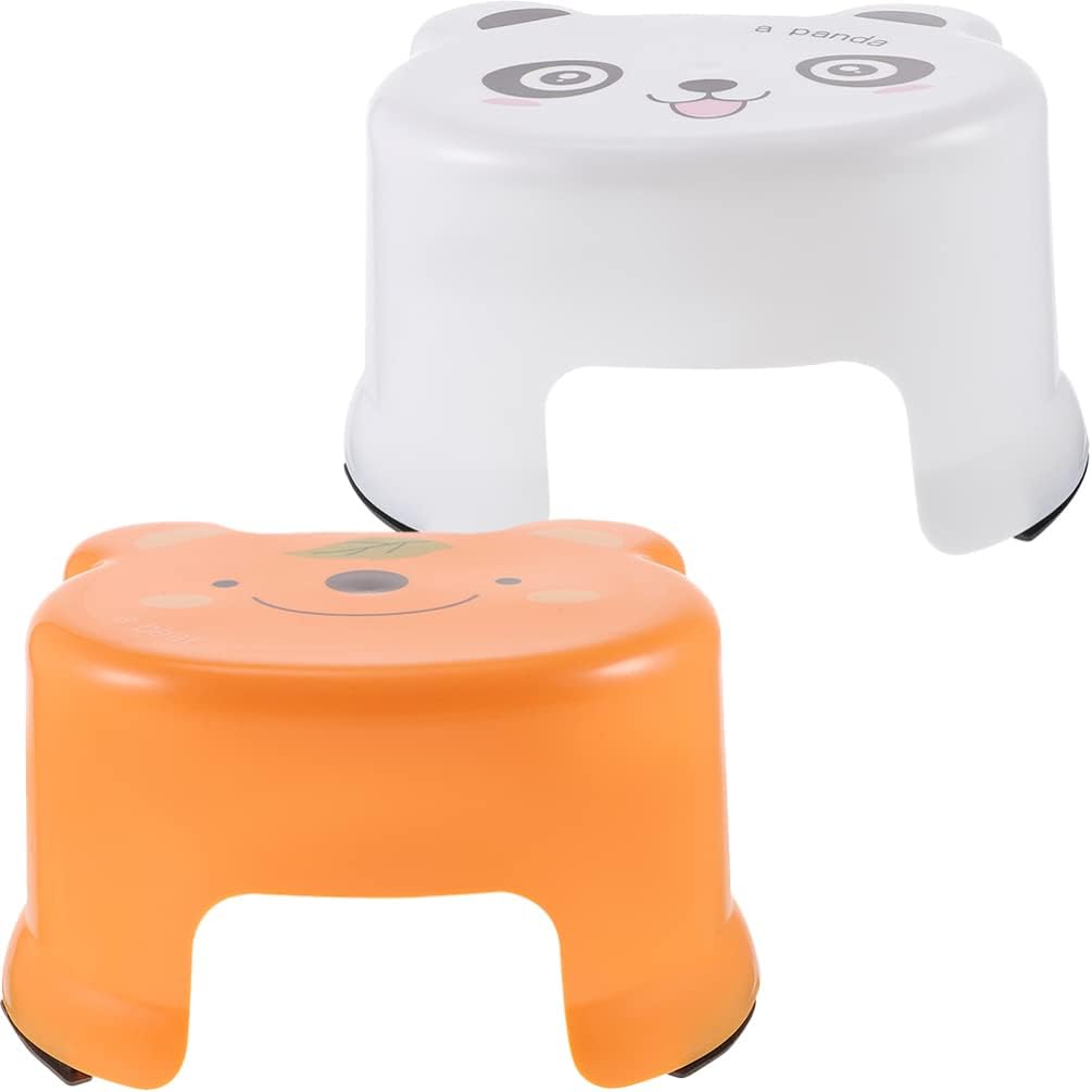 2pcs Lightweight Plastic Boys and Girls Stool Non-Slip Step Stool for Bathroom Kitchen Home Use Safe and Convenient for Toddlers