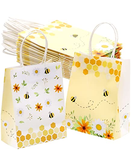 Winoo Design Bee Gift Bags with Handles - 16 PK - Bee Paper Bags for Party Favor for Bee Party Decorations, Bee Birthday Party Decorations, What Will It Bee Gender Reveal Party Supplies Winoo Design Bee Gift Bags with Handles - 16 PK - Bee Paper Bags for Party Favor for Bee Party Decorations, Bee Birthday Party Decorations, What Will It Bee Gender Reveal Party Supplies