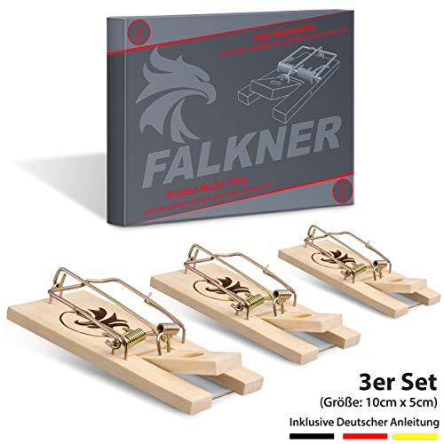 Mausefalle Schlagfalle FALKNER 3er Set mit hoher Schlagkraft