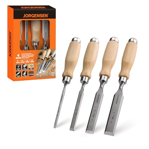 Jorgensen 4-Piece Wood Chisel Set, Chromium Alloy Steel Beveled E...