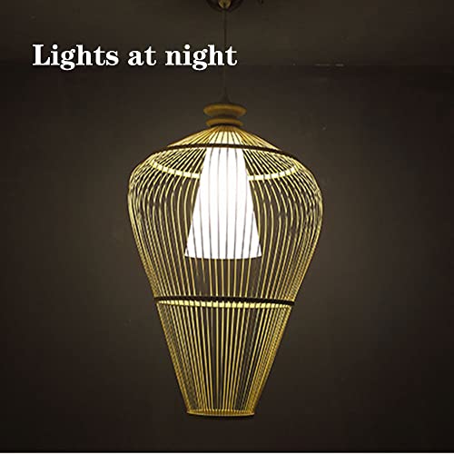 Lampe suspendue créative en bambou style rétro chinois E27 - 7