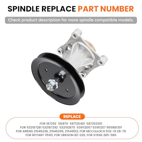 54 inch Deck Rebuild Kit 187292 192870 Spindle Assembly Fit for Husqvarna YTH2454 LGT2654 LGT2554 GTH2654, for Poulan PB22H54BF,Includes Blade 187256 187254, Pulley 153535, 5/8" x 147.5" Belt 21546382 by ILONPA - Image 8