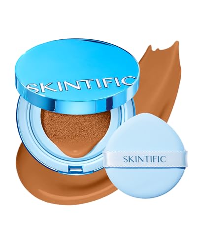 SKINTIFIC Velvet Matte Cushion Foundation Blue #07N Soft Caramel| Full Coverage,12H Oil Control,Ideal for Oily & Combination Skin,Waterproof,Long-Lasting, Lightweight, Hydrating,Transfer-Proof