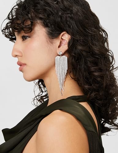 Image of Rubans Long Dangler Earrings Crystal & American Diamond Zirconia Jewellery Gift for Women & Girls