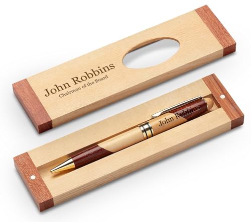 Executive Gift Shoppe | Personalized Custom Wood Pen Set with Maple and Rosewood Finish Box - Image 2