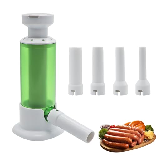 Aleker Sausage Maker Manual Sausage Stuffer Detachable Sausage Maker Machine Household Meat Stuffing Filler Sausage Roll Maker with 4 Option Size Filling Nozzles for Kitchen