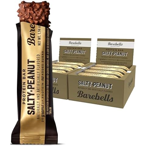 Barebells Protein Bars Salty Peanut - 12 Count, Pack of 2 - Protein Snacks with 20g of High Protein - Chocolate Protein Bar with 1g of Total Sugars - Perfect on The Go Protein Snack & Breakfast Bars. Cover