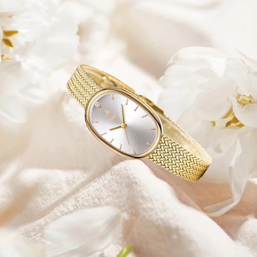 MASTOP Petite Vintage Oval Gold Women’s Watch, Waterproof Elegant Bracelet Watch for Small Wrists Minimalist Easy to Read (Gold White) by MASTOP - Used condition - Image 4