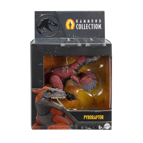 Image of Mattel Jurassic World Hammond Collection Dinosaur Action Figure Toy, Pyroraptor Dino Toy with 14 Articulations, Glass Eyes & Wired Tail