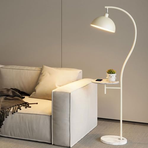 Lampes sur pied blanches classiques avec réflecteur orientable et tablette