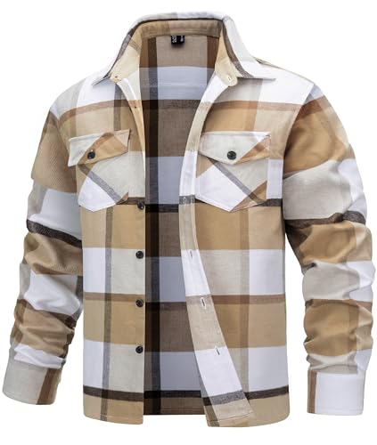 TACVASEN Men's Long Sleeve Flannel Shirts Soft Cotton Casual Plaid