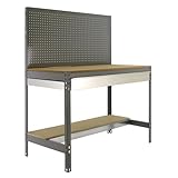 FÁCIL MONTAJE - Visita nuestra Store para ver los vídeos de montaje. Incluye manual de instrucciones ilustradas para su montaje en el que se explica paso a paso cómo se debe hacer. Al tratarse de una mesa de trabajo sin tornillo solo es necesario un martillo de nylon para un encaje de las baldas correcto.