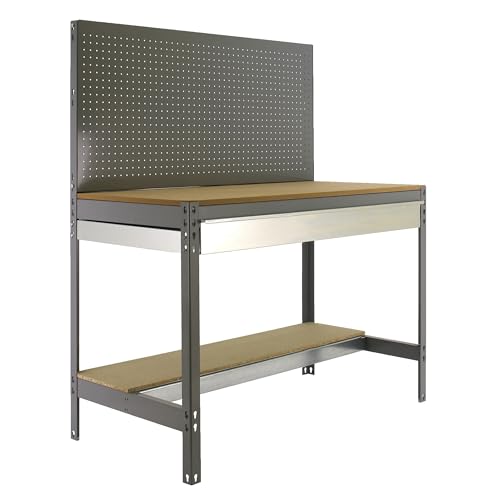 Simon Rack Banco de Trabajo Taller Capacidad Carga 600 kg 1445x1210x610 mm Mesa de Trabajo Cajón