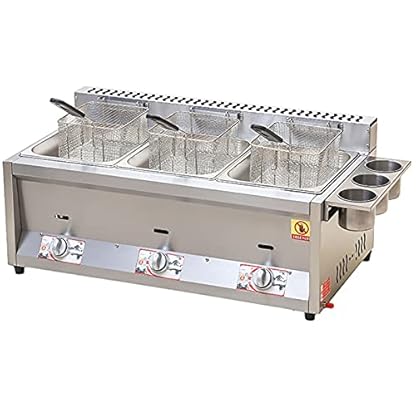 LPG-Fritteuse aus Edelstahl, kommerzielle Multifunktions-Gasfritteuse, freistehende Temperaturregelung, lebensmittelechter Edelstahl, für den privaten und gewerblichen Gebrauch