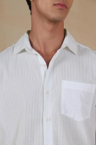 Image of FYLTR Men's Full Sleeve Casual Shirt - 100% | Regular Fit | Shirts for Men | Solid Color | Textured Shirt