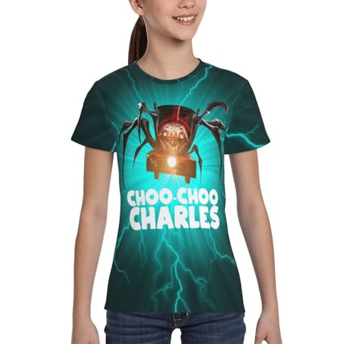 Choo-Choo Charles Kids T-Shirt 3D Printed Graphic T-Shirts Boys and Girls Short Sleeve Shirts for Youth Kids3