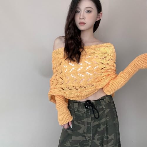 Scarf with Sleeves, Knitted Cable Wrap, Shrugs for Women, Knitted Wrap, Sweater Scarf with Sleeves, Shawl Shrug Wrap (Yellow)3